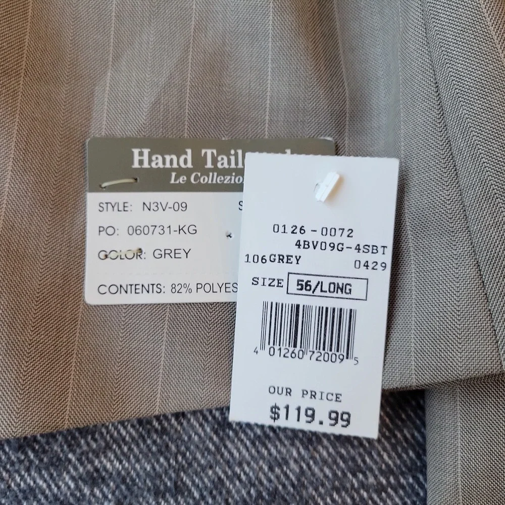 NWT Zandello Jacket Men's 56L Gray Pinstripe Blazer Sport Coat & Vest 5 Button
